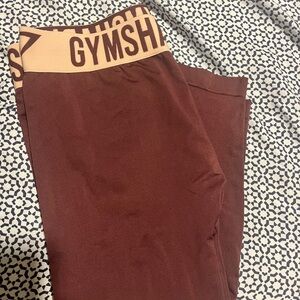 Gymshark Maroon Leggings with Logo Waistband